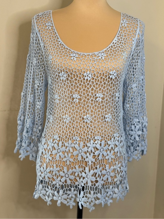 Other - Breeze Over blue floral lace sheer swimwear coverup
Free Size